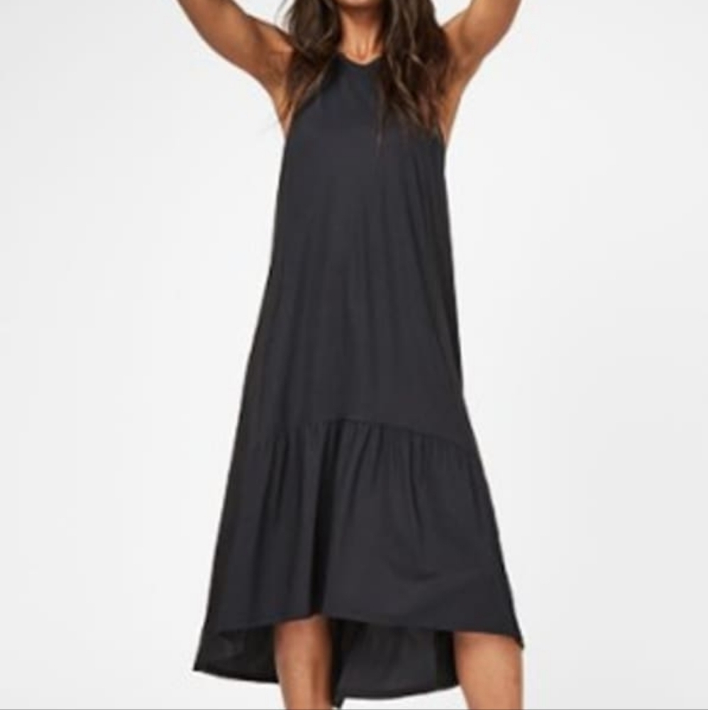 Sweaty Betty Explorer Ace Midi Dress High Low Lightweight Active XS‎ Black